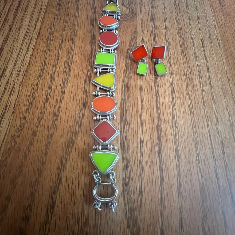 NEW Vintage Set Jessica Lee Designs 925 Bracelet and Earrings - Picture 2 of 8